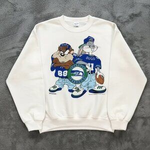 Vintage 90s Looney Tunes x Seattle Seahawks Sweatshirt – Bugs Bunny & Tasmanian